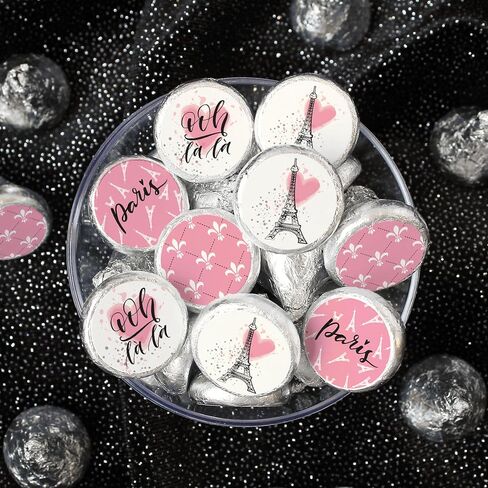 Paris Birthday Party Chocolate Kisses Candy Stickers, Paris Party Favors Stickers - 180 Count in Saudi Arabia