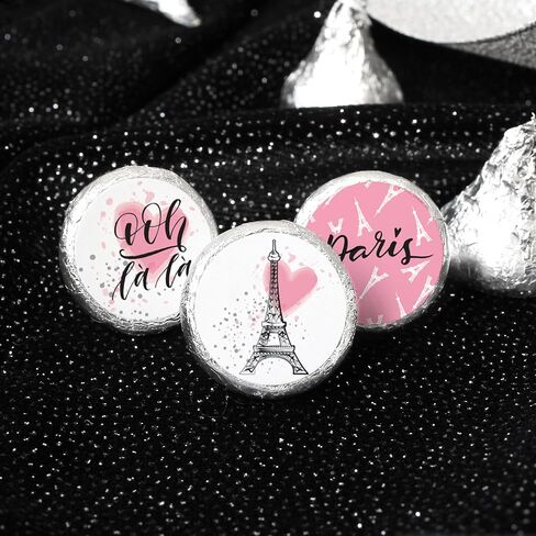 Paris Birthday Party Chocolate Kisses Candy Stickers, Paris Party Favors Stickers - 180 Count in Saudi Arabia