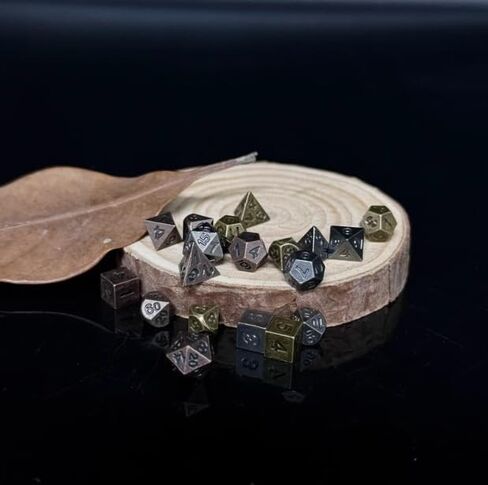 Bronze Metal Mini DND Dice Set in Shell(Pocket Watch or Diamond Space) design, 7 pcs Polyhedral Dice Keychain Dice Set in Saudi Arabia