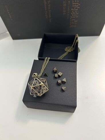 Bronze Metal Mini DND Dice Set in Shell(Pocket Watch or Diamond Space) design, 7 pcs Polyhedral Dice Keychain Dice Set in Saudi Arabia