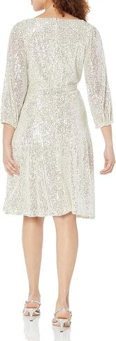 Donna Morgan Women's Long Sleeve Sequin Faux Wrap Dress in Saudi Arabia