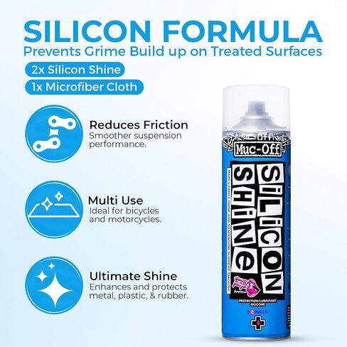 Muc Off Silicon Shine, 500 Milliliters - Highly Advanced, Friction-Reducing Bicycle Shine Spray for A Glossy Finish - Suitable for All Types of Bike in Kuwait