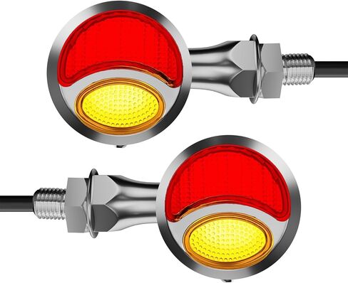 دراجة نارية رصاصة بدوره إشارات أدى أضواء الفرامل الخلفية 2 حزمة، الرجعية المزدوج العنبر الأحمر التبديل الضوء الخلفي دراجة نارية الوامض العالمي للمروحية بوبر هارلي هوندا سوزوكي انتصار - أسود in Kuwait