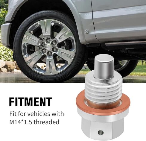 M14 x 1.5 Magnetic Aluminum Oil Drain Plug with Copper Gasket, Replacement for Ford Hyundai Kia Accord CRV Civic Pilot Fit Odyssey (Silver) in Saudi Arabia