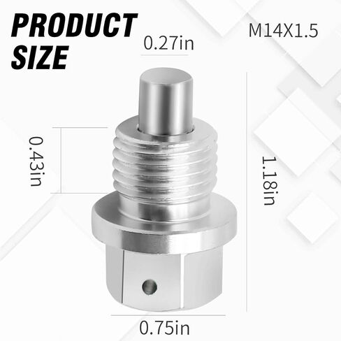 M14 x 1.5 Magnetic Aluminum Oil Drain Plug with Copper Gasket, Replacement for Ford Hyundai Kia Accord CRV Civic Pilot Fit Odyssey (Silver) in Saudi Arabia
