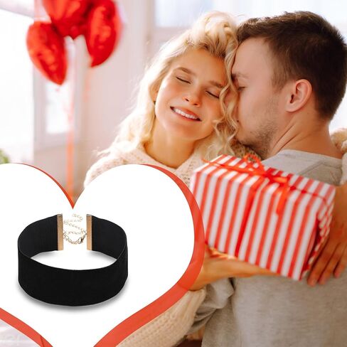 Black Choker Necklaces for Women, Wide Velvet Gothic Punk Spiked Choker Necklace,Adjustable Black Velvet Choker, 90s Ribbon Neck Collar for Holiday Party Cosplay Birthday Party in Saudi Arabia