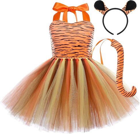 IMEKIS Toddler Kids Girls Jungle Safari Animals Costume Party Dress up with Ears Headband Tail Set for Halloween Photo Shoot in Saudi Arabia