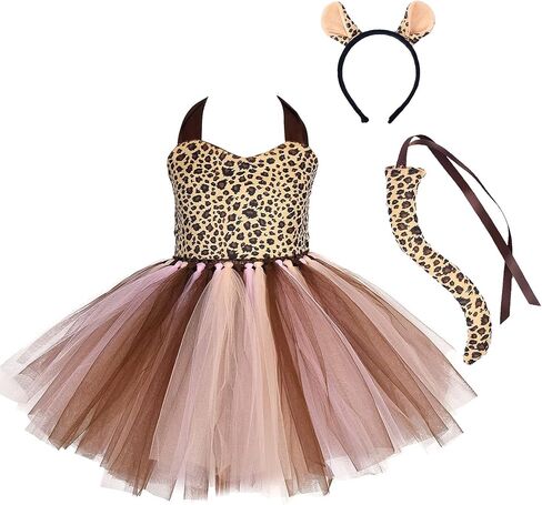 IMEKIS Toddler Kids Girls Jungle Safari Animals Costume Party Dress up with Ears Headband Tail Set for Halloween Photo Shoot in Saudi Arabia