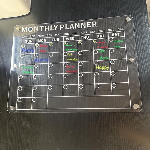 Acrylic Magnetic Calendar for Fridge Strong Magnetic Calendar for Fridge Clear Monthly Planner Weekly Planner Dry Erase Calendar with Markers for Daily Dry Erase Board for Freezers (11.8x15.8inch) in Saudi Arabia