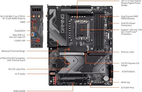 GIGABYTE Z790 D AC LGA 1700 Intel Z790 ATX Motherboard with DDR5, Triple M.2, PCIe 5.0, USB 3.2 Gen2X2 Type-C, 2.5GbE LAN, PCIe EZ-Latch, Multi-Key in Saudi Arabia