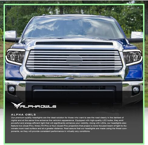 Alpha Owls 8711651 Projector Headlights With Switchback Sequential LED Light Bar & Startup Light - Black Amber Fits 2014-2021 Toyota Tundra With Level Adjuster in Saudi Arabia