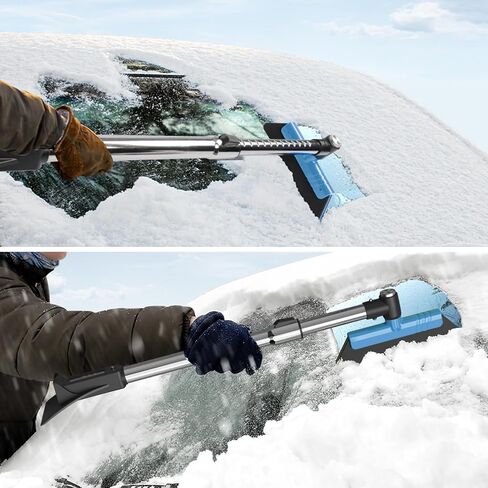 39.4"Ice Scrapers for Car Windshield Extendable Snow Brush for Car 13 Adjustable Length Settings with 360° Pivoting Brush Head Snow Removal tools Snow Brush and Ice Scraper for Christmas Car（Blue） in Saudi Arabia