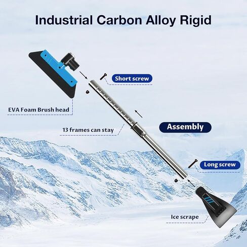 39.4"Ice Scrapers for Car Windshield Extendable Snow Brush for Car 13 Adjustable Length Settings with 360° Pivoting Brush Head Snow Removal tools Snow Brush and Ice Scraper for Christmas Car（Blue） in Saudi Arabia