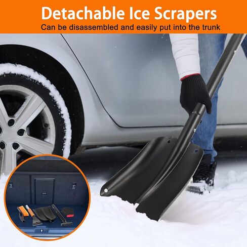 فرشاة ثلج ومكشطة ثلج مقاس 27 بوصة، مجرفة ثلج للطوارئ قابلة للطي مقاس 34 بوصة للزجاج الأمامي للسيارة، كاشطات ثلج قابلة للفصل، مكنسة الثلج، مجموعة أدوات السيارة الشتوية لشاحنة درب سيارات الدفع الرباعي والتخييم في الهواء الطلق (أزرق، أسود) in Kuwait
