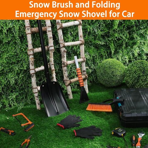 فرشاة ثلج ومكشطة ثلج مقاس 27 بوصة، مجرفة ثلج للطوارئ قابلة للطي مقاس 34 بوصة للزجاج الأمامي للسيارة، كاشطات ثلج قابلة للفصل، مكنسة الثلج، مجموعة أدوات السيارة الشتوية لشاحنة درب سيارات الدفع الرباعي والتخييم في الهواء الطلق (أزرق، أسود) in Kuwait