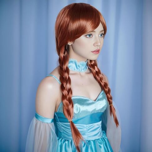 شعر مستعار بني مجدول للحفلات التنكرية للهالوين، شعر مستعار بني طويل مضفر للنساء، شعر مستعار مضفر مع الانفجارات للحفلات التنكرية in Kuwait