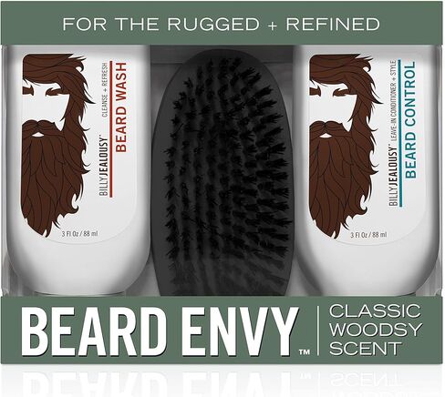 Billy Jealousy Beard Envy USA Edition - Beard Introductory Kit With USA Beard Wash Shampoo, USA Leave-In Conditioner and Vegan Boar Bristle Brush in Saudi Arabia