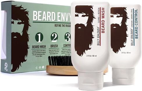 Billy Jealousy Beard Envy USA Edition - Beard Introductory Kit With USA Beard Wash Shampoo, USA Leave-In Conditioner and Vegan Boar Bristle Brush in Saudi Arabia