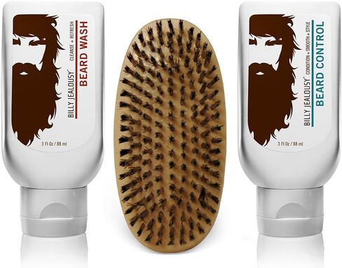 Billy Jealousy Beard Envy USA Edition - Beard Introductory Kit With USA Beard Wash Shampoo, USA Leave-In Conditioner and Vegan Boar Bristle Brush in Saudi Arabia