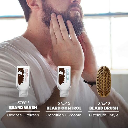 Billy Jealousy Beard Envy USA Edition - Beard Introductory Kit With USA Beard Wash Shampoo, USA Leave-In Conditioner and Vegan Boar Bristle Brush in Saudi Arabia