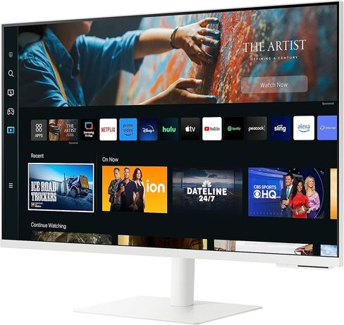 سامسونج 32 بوصة M70B Series 4K UHD USB-C شاشة ذكية وتلفزيون بث مباشر، 4 مللي ثانية، 60 هرتز، HDR10، شاشة لاسلكية، كاميرا Slimfit، محاور الألعاب وإنترنت الأشياء، Alexa مدمج، 2022، LS32BM703UNXZA، أبيض in Saudi Arabia
