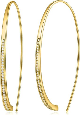 D Color VVS1 Clarity Moissanite Wire Threader Earrings for Women, Solid 925 Sterling Silver Rhodium Finish, Hypoallergenic Pull Through Wire Earrings, Minimalist Jewelry in Saudi Arabia