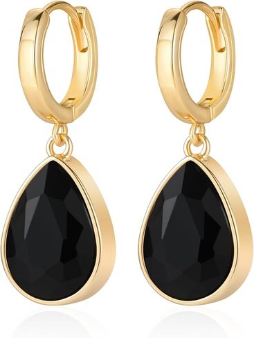 Mesovor Crystal Huggie Hoop Earrings for Women, 18K Gold Plated Sparkling Crystal Water Drop Dangle Earrings Jewellery Gifts for Women Wife Mother Daughter in Saudi Arabia