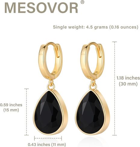 Mesovor Crystal Huggie Hoop Earrings for Women, 18K Gold Plated Sparkling Crystal Water Drop Dangle Earrings Jewellery Gifts for Women Wife Mother Daughter in Saudi Arabia