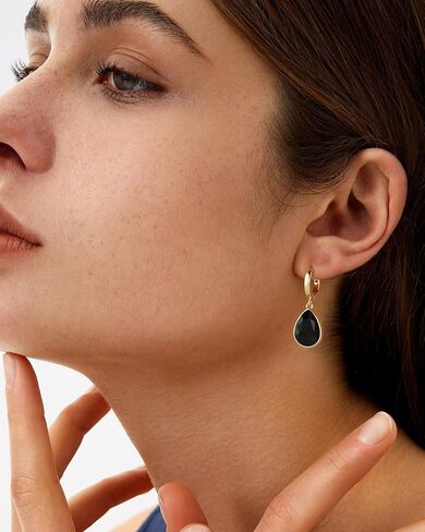 Mesovor Crystal Huggie Hoop Earrings for Women, 18K Gold Plated Sparkling Crystal Water Drop Dangle Earrings Jewellery Gifts for Women Wife Mother Daughter in Saudi Arabia