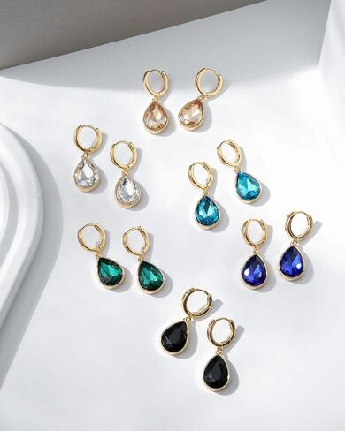Mesovor Crystal Huggie Hoop Earrings for Women, 18K Gold Plated Sparkling Crystal Water Drop Dangle Earrings Jewellery Gifts for Women Wife Mother Daughter in Saudi Arabia