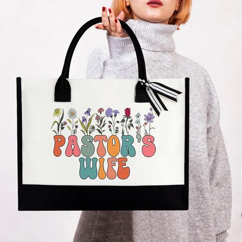 Pastor's Wife Appreciation Gifts, 2 Pcs Pastor Wife Tote Bag, Gift for Pastor's Wife, Thank You Christmas Birthday Gifts for Pastor's Wife, Christian Minister's Wife Tote Makeup Bag Set in Saudi Arabia