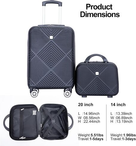 Luggage 4 Piece Set, Hardshell ABS Suitcase Set with Double Spinner Wheels, Lightweight Durable Large Luggage set, Carry On and Checked Travel Luggage, Pink in Kuwait