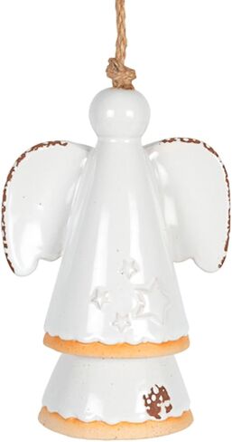 The Bridge Collection 14" White Star Angel Ceramic Bell - Stoneware Decorative Bell for White Home Decor - Angel for Christian Home Decor in Saudi Arabia