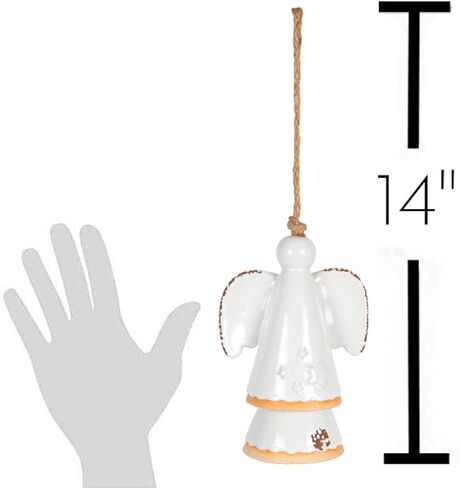 The Bridge Collection 14" White Star Angel Ceramic Bell - Stoneware Decorative Bell for White Home Decor - Angel for Christian Home Decor in Saudi Arabia