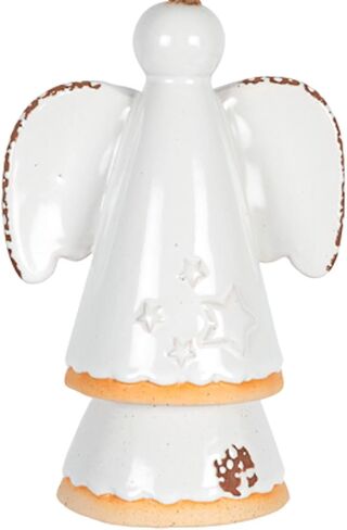 The Bridge Collection 14" White Star Angel Ceramic Bell - Stoneware Decorative Bell for White Home Decor - Angel for Christian Home Decor in Saudi Arabia