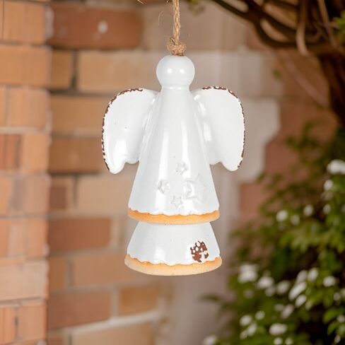 The Bridge Collection 14" White Star Angel Ceramic Bell - Stoneware Decorative Bell for White Home Decor - Angel for Christian Home Decor in Saudi Arabia