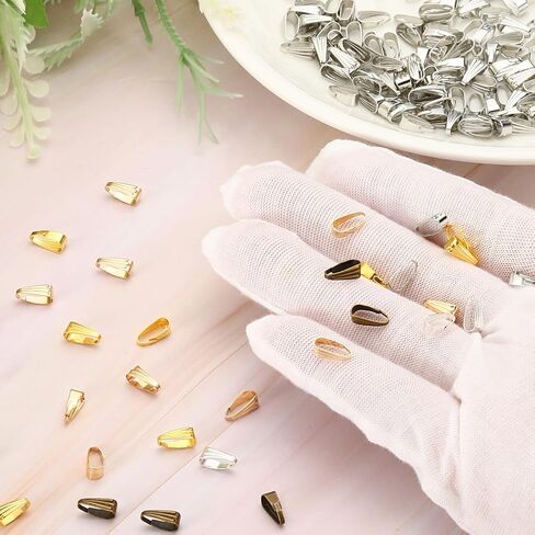PATIKIL 8.5x3.5mm Snap Bail Hook Pinch, 100Pcs Alloy Pendant Charm Clasp Connectors Bail for Necklace Jewelry Making Bracelet Dangle DIY Crafts, Light Gold in Saudi Arabia