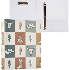 Western Wild Boho Decorative 3 Ring Binder 1.5 Inch Large View Binders with Pockets Holds 200 Sheets File Organizer for Office College School, 1 Pack