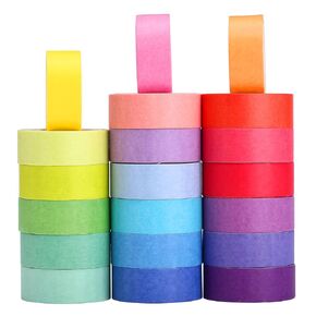 GWHOLE 20 Colors Washi Tape Set, Scrapbook Washi Tape Journal Washi Tape Mixed Color Masking Tape for Journaling Kid Craft, 0.6In x 16.5Ft