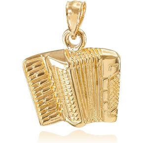 10k Yellow Gold Music Charm Accordion Pendant