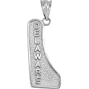 .925 Sterling Silver Dangling USA American State Map with Star Texture Charm Pendant - Choice of State
