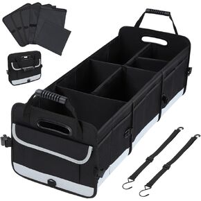 OTraki Trunk Organizer for Car 105L Large Capacity Trunk Storage Organizer Collapsible Multi Compartment Car Organizer With Securing Straps and Handles Car Cargo Organizer for SUV Minivan Any Cars