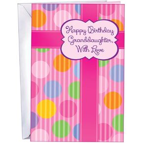 Chuck's Card-O-Rama - Granddaughter Birthday Card - Made in America - Large Card Opens to 10" x 7.75" - Perfect Greeting Card - 95361
