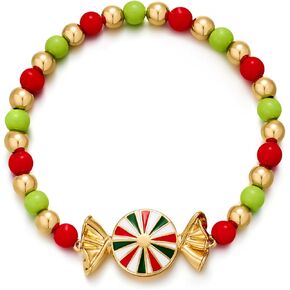 ENSKEFEN Christmas Bracelet for Women Colorful Christmas Light Bracelets Adjustable Slider Bracelet Acrylic Bulbs Xmas Bracelets Christmas Holiday Bracelet Gifts