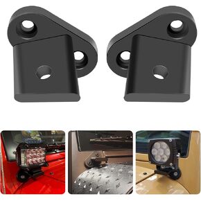 A-Pillar Light Mount Windshield LED Light Brackets Aluminum Hood Light Mount Ditch Light Brackets Compatible with Jeep Wrangler JK JKU