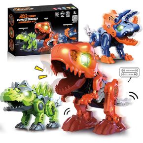 3-in-1 Electric Dinosaur Toys Aged for 6 7 8 9 10 Years Old Boys Kids Teens, Take Apart Toys with Light, Sound, and Move, STEM Educational Construction Building Toys, Christmas Birthday Gifts