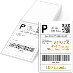 4 x 6 Fanfold Thermal Shipping Labels, 100 Laels Thermal Shipping Labels for FedEx Shipping Label, Compatible with JADENS,iDPRT, Munbyn Printers.
