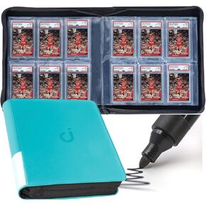D DACCKIT Graded Card Binder, Holds 60 Graded Cards, Premium Graded Card Slab Binder with Sleeves for Sports Baseball Graded Card - Classic Turquoise