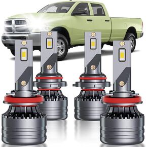 fits for Ram 1500 2500 3500 2009-2018 FOG Light Bulbs Combo, Super Bright 6000K White Light Blubs Package