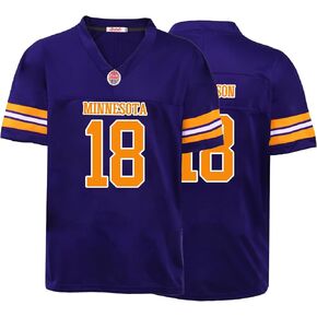 Custom Mens/Youth Football Stitched T-Shirt for Sports Fan Purple/White